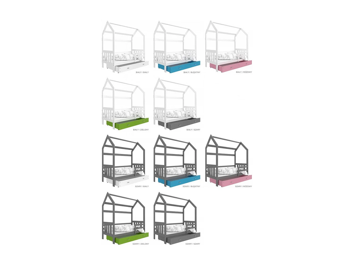 Lit Cabane 2  80x160 Pin - rose Livré avec sommiers, tiroir et matelas en mousse de 7cm