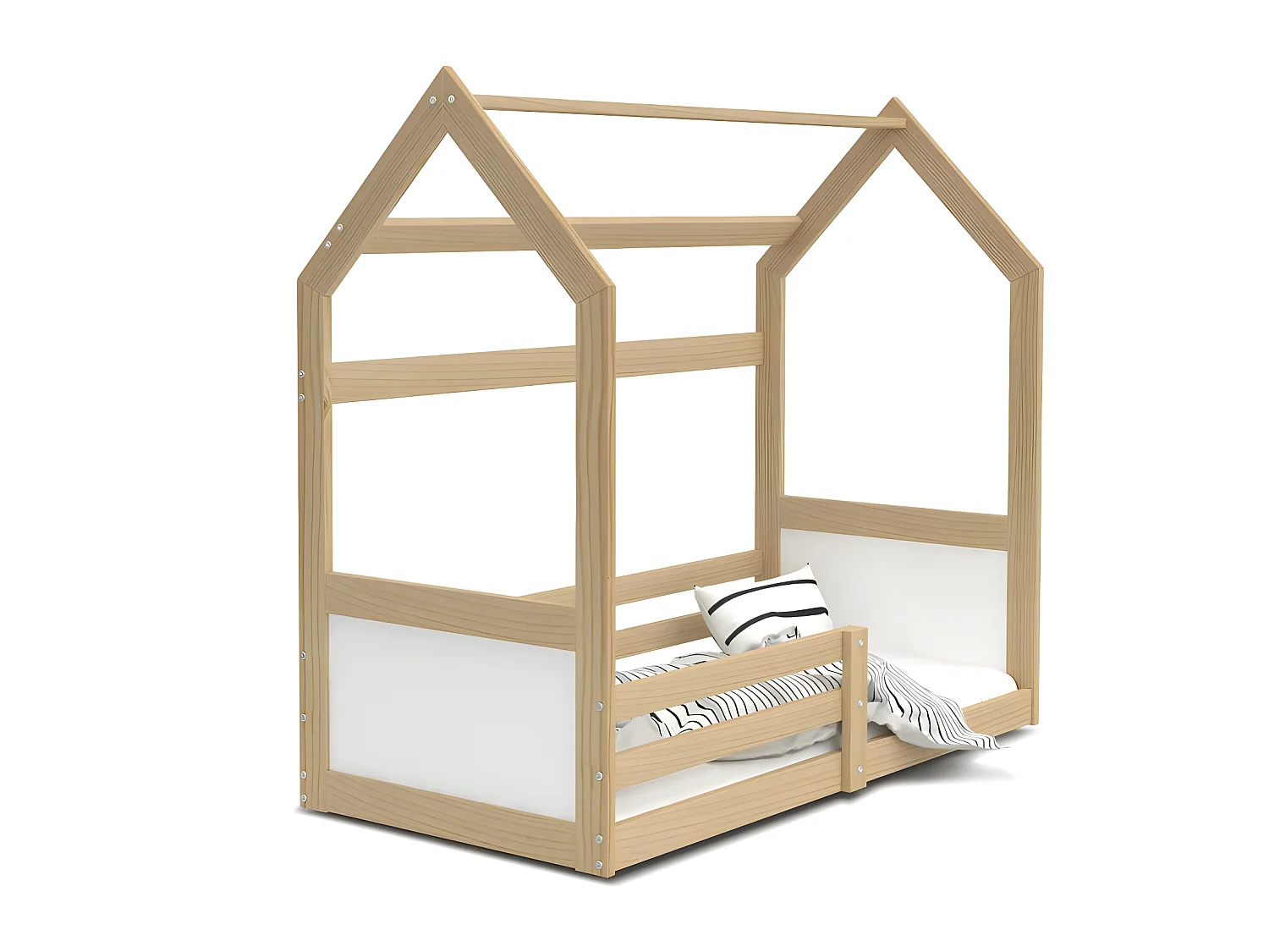 Lit Cabane Miki  80x160 Pin-blanc Pin - blanc Livré avec sommiers