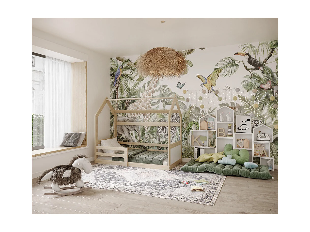 Lit Cabane Miki  80x160 Pin-blanc Pin - blanc