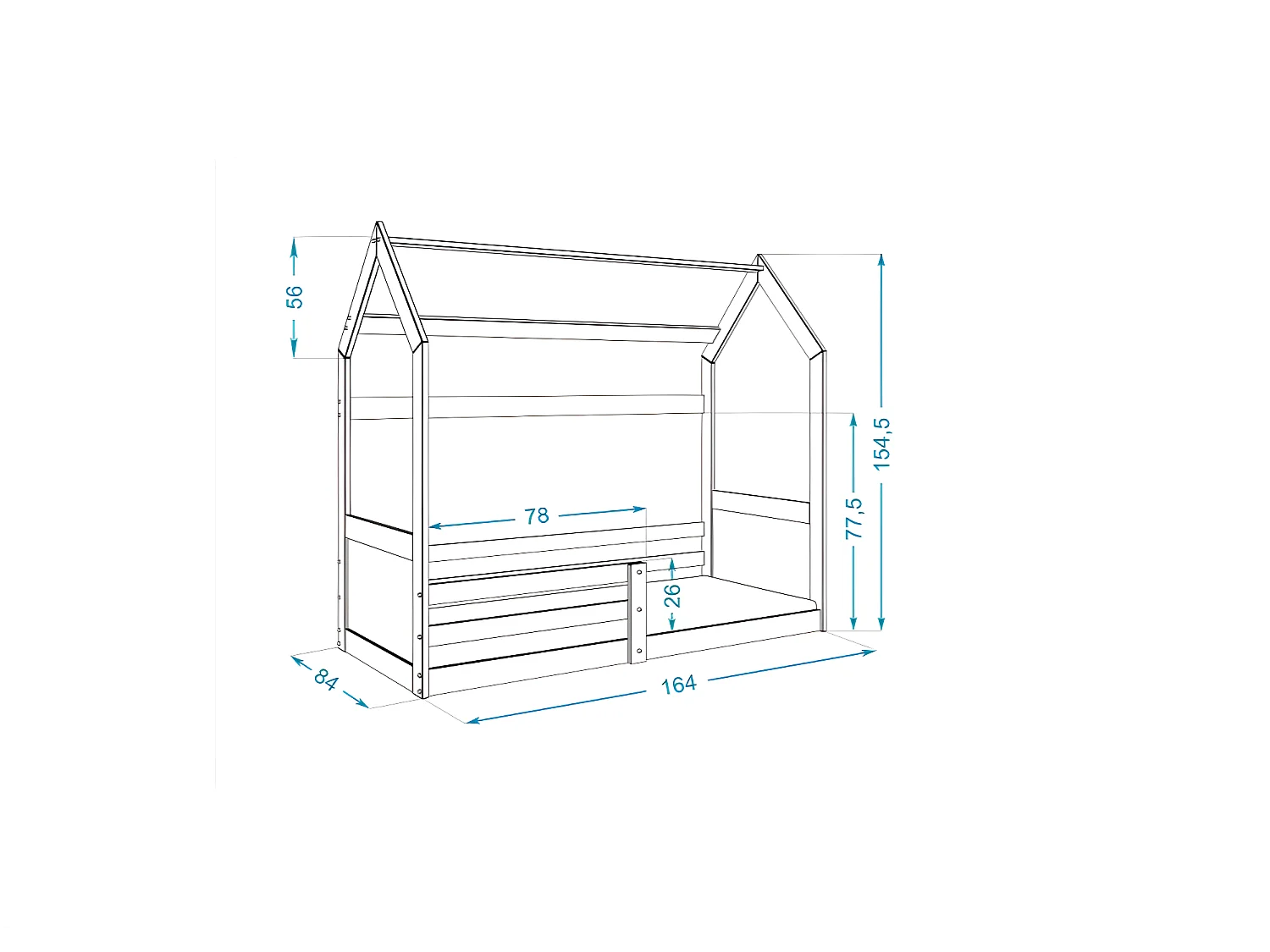 Lit Cabane Miki  80x160 Pin-blanc Pin - blanc Livré avec sommiers