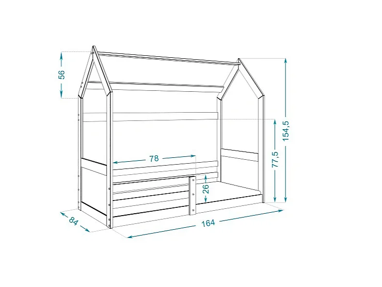 Lit Cabane Miki  80x160 Pin-blanc Pin - blanc