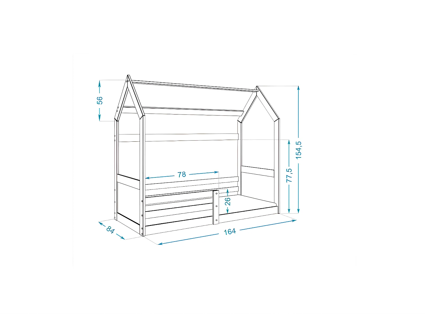 Lit Cabane Miki  80x160 Pin-blanc Pin - blanc Livré avec sommiers
