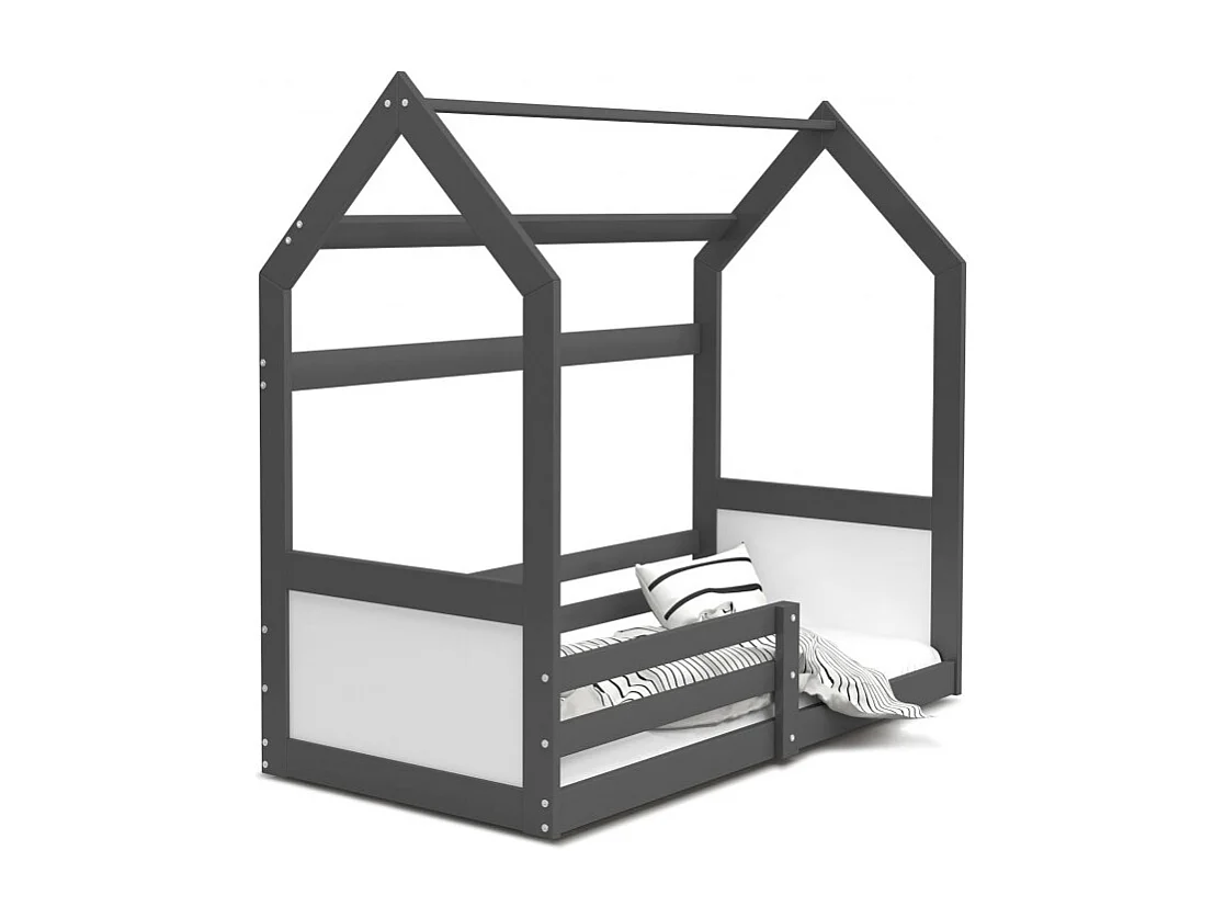 Lit Cabane Miki  80x160 -blanc Gris - blanc