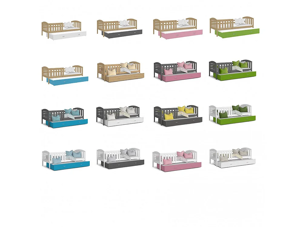 Lit Gigogne Teo 90x190 matelas inclus Pin - blanc
