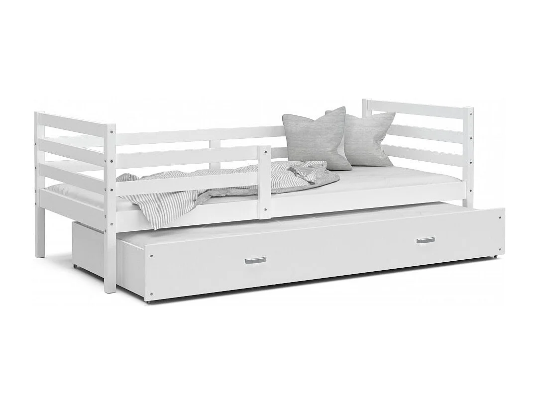 Lit Gigogne Milo 90x190 matelas inclus Blanc - blanc