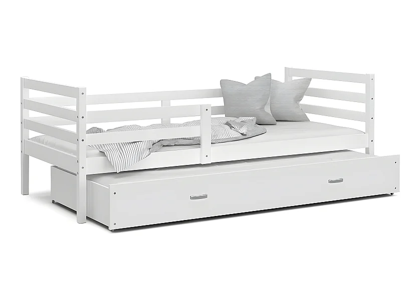 Lit Gigogne Milo 90x190 Blanc - blanc Livré avec sommiers, tiroir et matelas en mousse de 7cm
