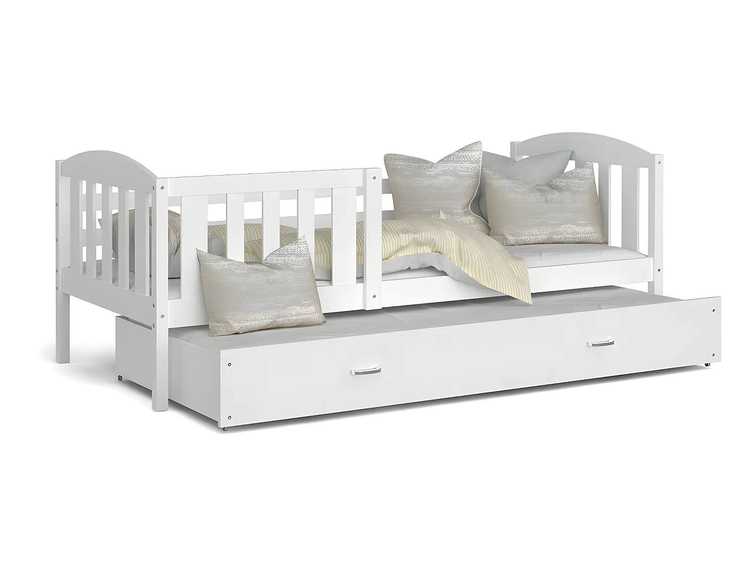 Lit Gigogne Teo 90x190 Blanc - blanc Livré avec sommiers, tiroir et matelas en mousse de 7cm