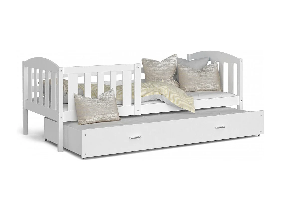 Lit Gigogne Teo 90x190 matelas inclus Blanc - blanc