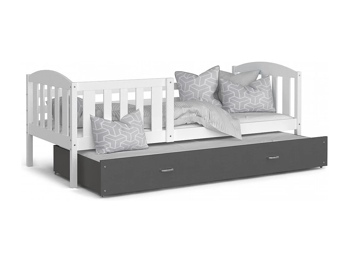 Lit Gigogne Teo 90x190 matelas inclus Blanc - blanc