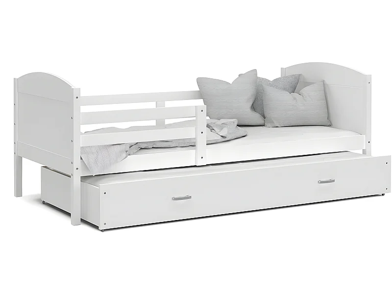 Lit Gigogne Mateo 90x190 Blanc - blanc Livré avec sommiers, tiroir et matelas en mousse de 7cm