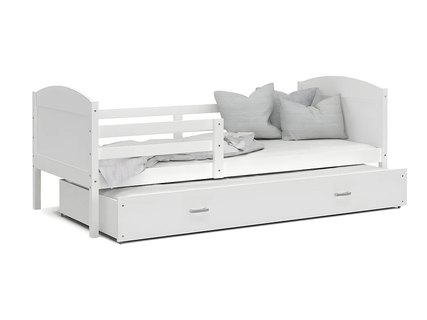 Lit Gigogne Mateo 90x190 Blanc - blanc Livré avec sommiers, tiroir et matelas en mousse de 7cm