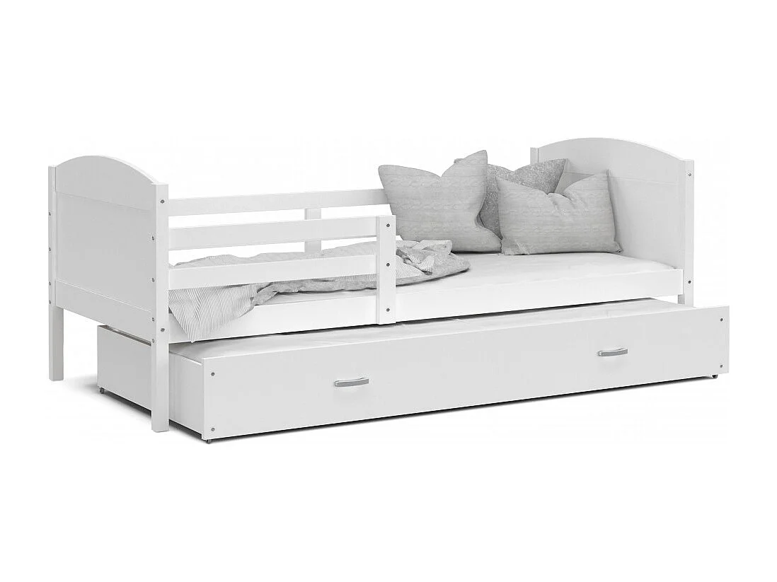 Lit Gigogne Mateo 90x190 matelas inclus Blanc - blanc