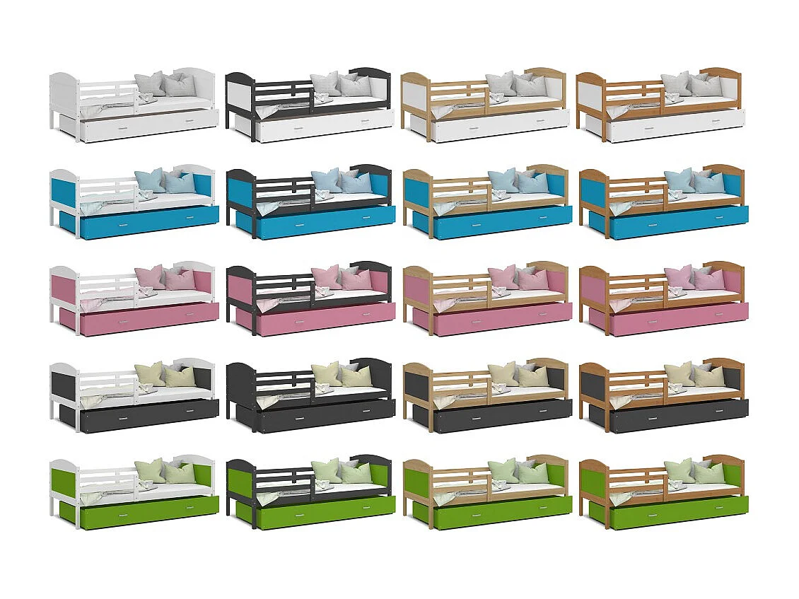 Lit Gigogne Mateo 90x190 matelas inclus Blanc - blanc