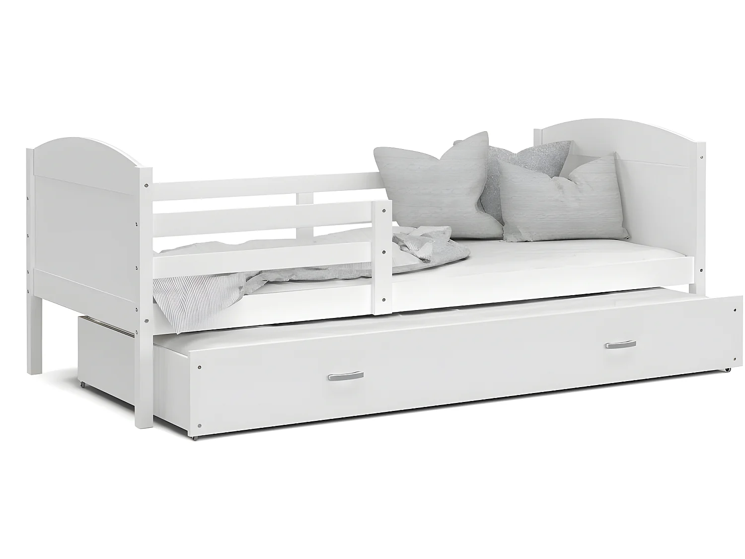 Lit Gigogne Mateo 90x190 Blanc - blanc Livré avec sommiers, tiroir et matelas en mousse de 7cm