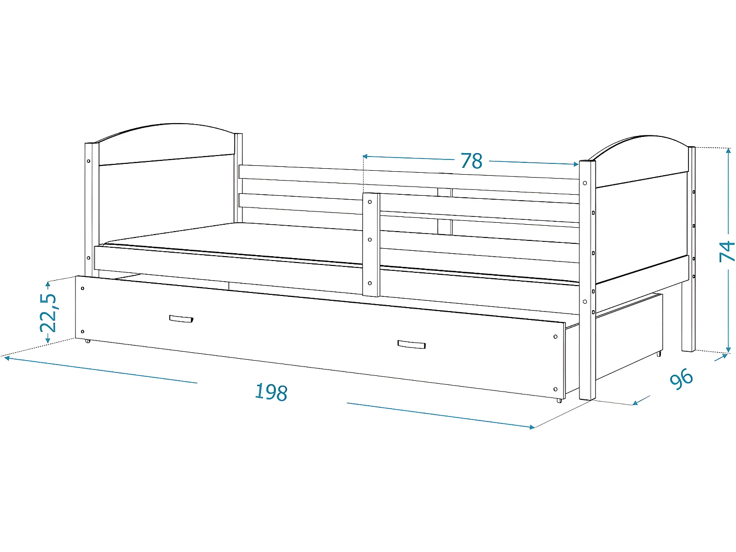 Lit Gigogne Mateo 90x190 Blanc - blanc Livré avec sommiers, tiroir et matelas en mousse de 7cm