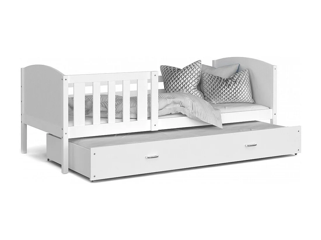 Lit Gigogne Tomy 90x190 matelas inclus Blanc - blanc