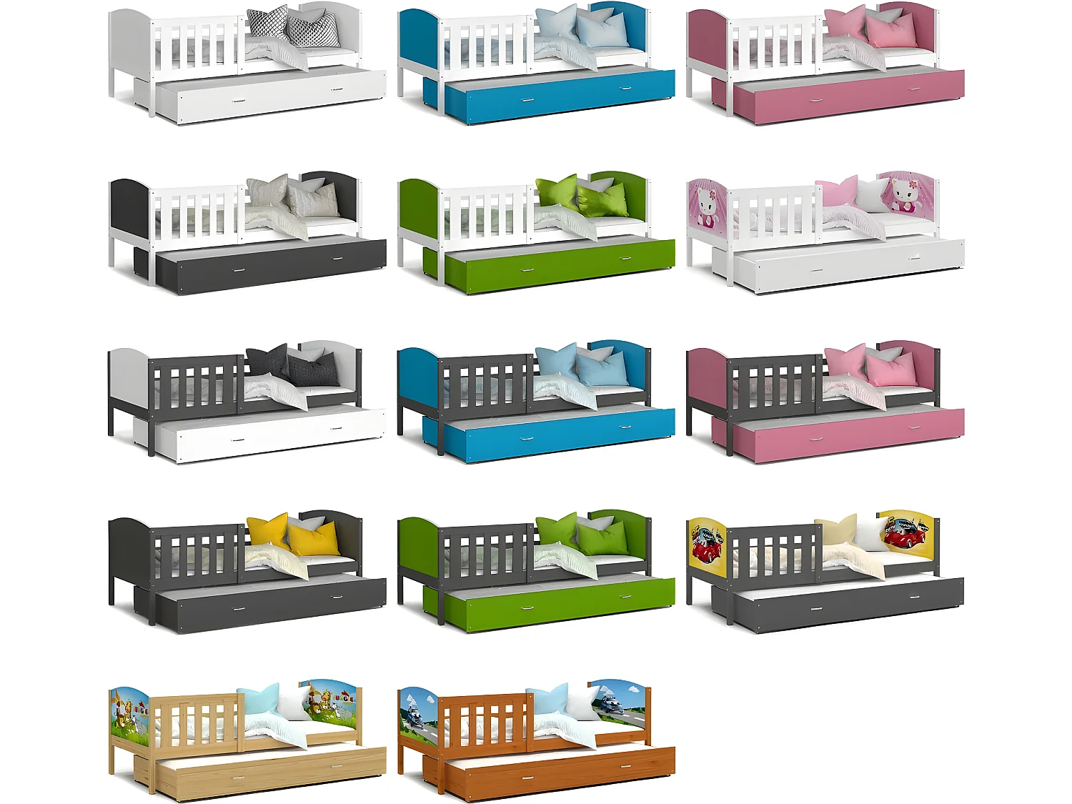 Lit Gigogne Tomy 90x190 Blanc - blanc Livré avec sommiers, tiroir et matelas en mousse de 7cm