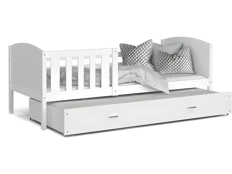 Lit Gigogne Tomy 90x190 Blanc - blanc Livré avec sommiers, tiroir et matelas en mousse de 7cm
