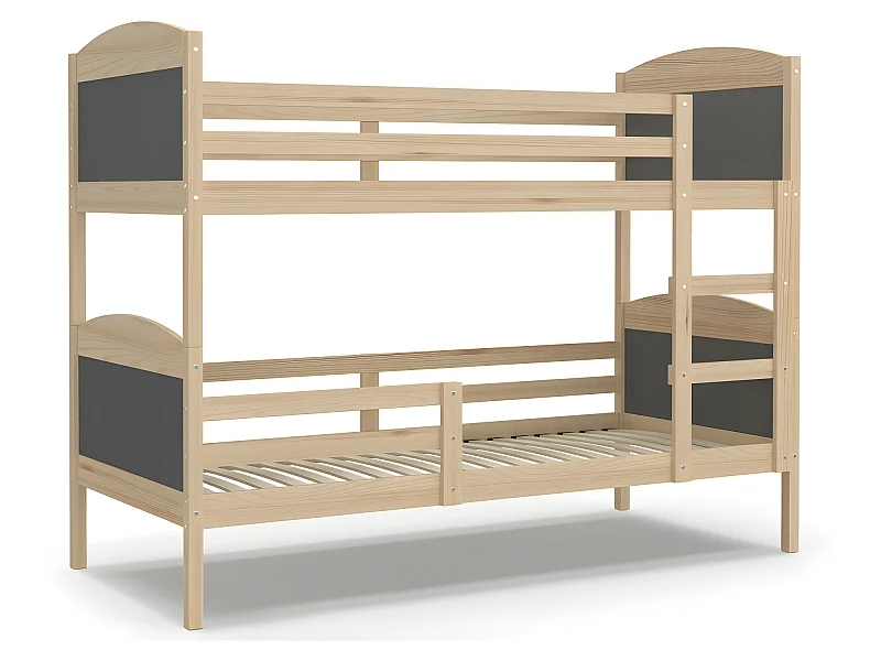 Lit Superposé Mati 90x190 Pin - gris Livré avec sommiers