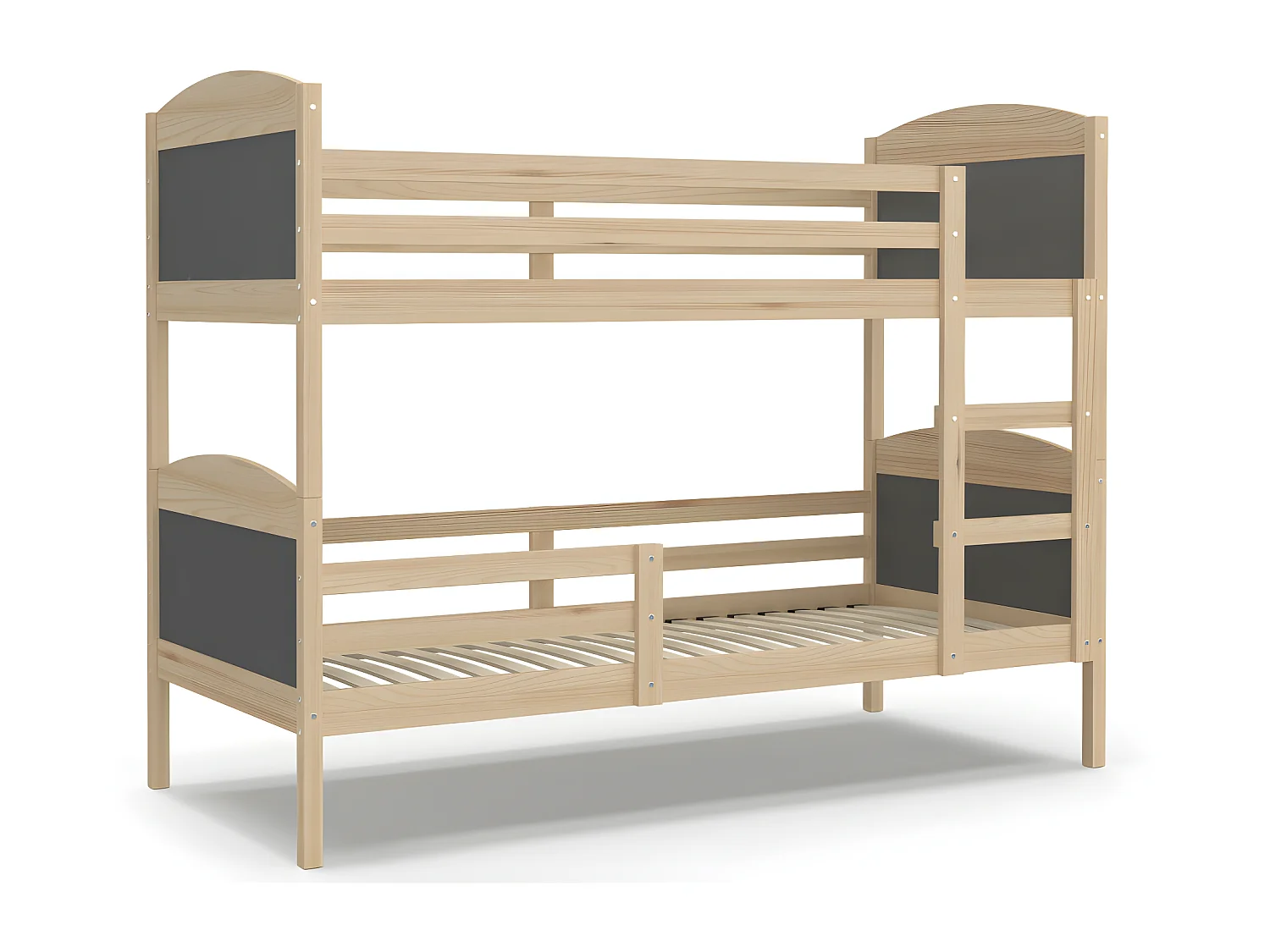 Lit Superposé Mati 90x190 Pin - gris Livré avec sommiers