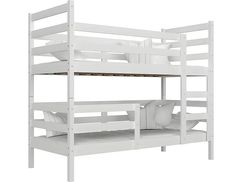 Lit Superposé Mika 90x190 Blanc - blanc Livré avec sommiers