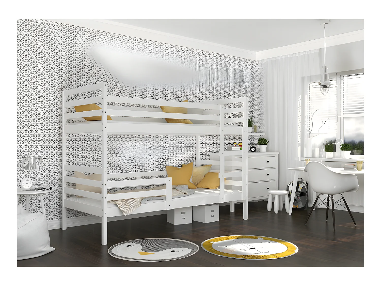 Lit Superposé Mika 90x190 Blanc - blanc Livré avec sommiers