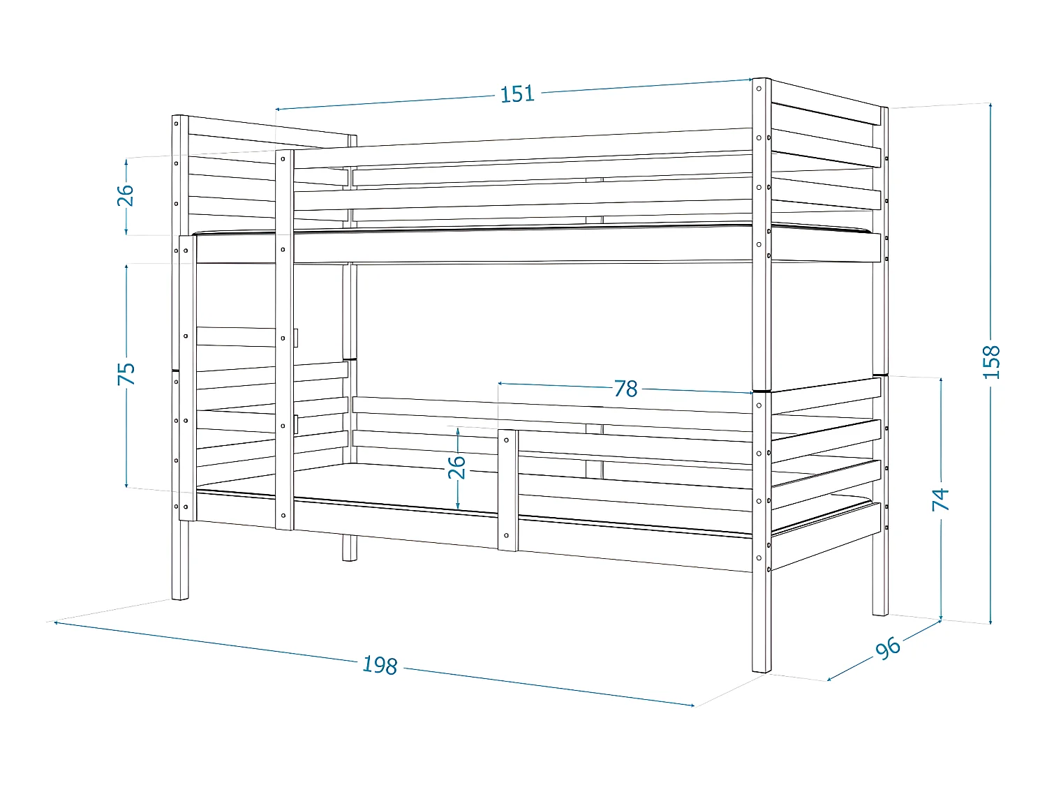 Lit Superposé Mika 90x190 Blanc - blanc Livré avec sommiers