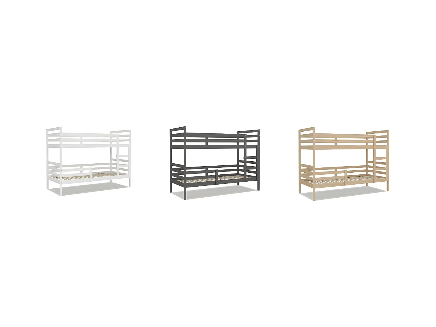 Lit Superposé Mika 90x190 Blanc - blanc Livré avec sommiers