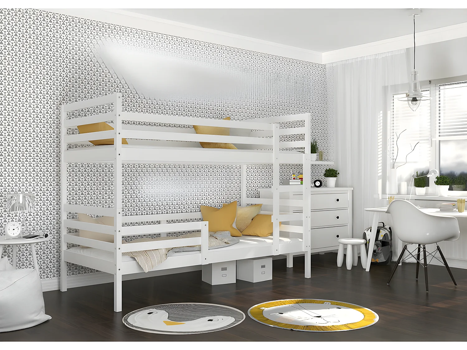 Lit Superposé Mika 90x190 Blanc - blanc Livré avec sommiers