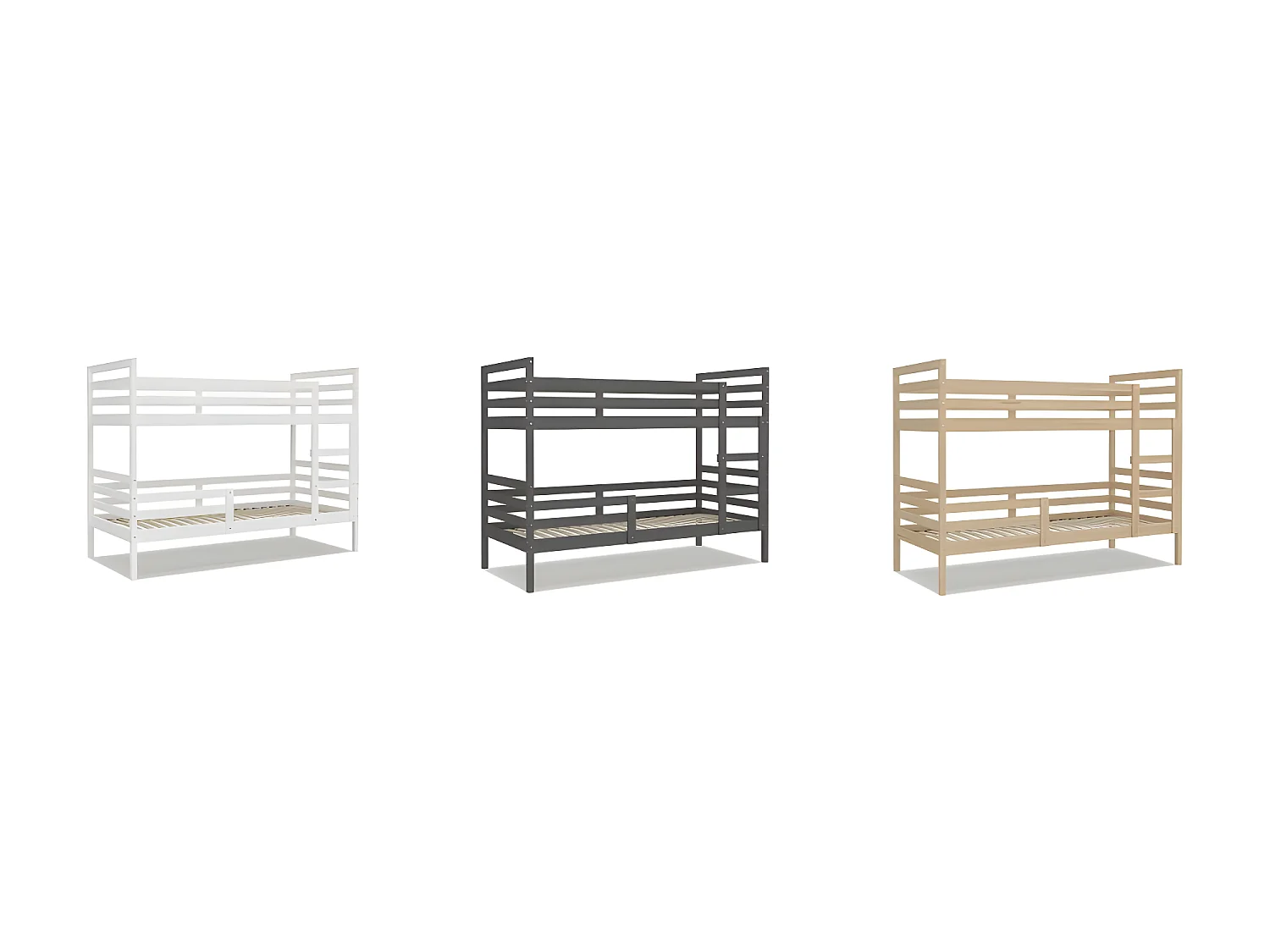 Lit Superposé Mika 90x190 Blanc - blanc Livré avec sommiers