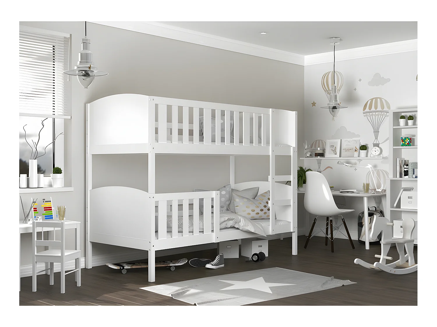 Lit Superposé Tom 90x190 Blanc - blanc Livré avec sommiers