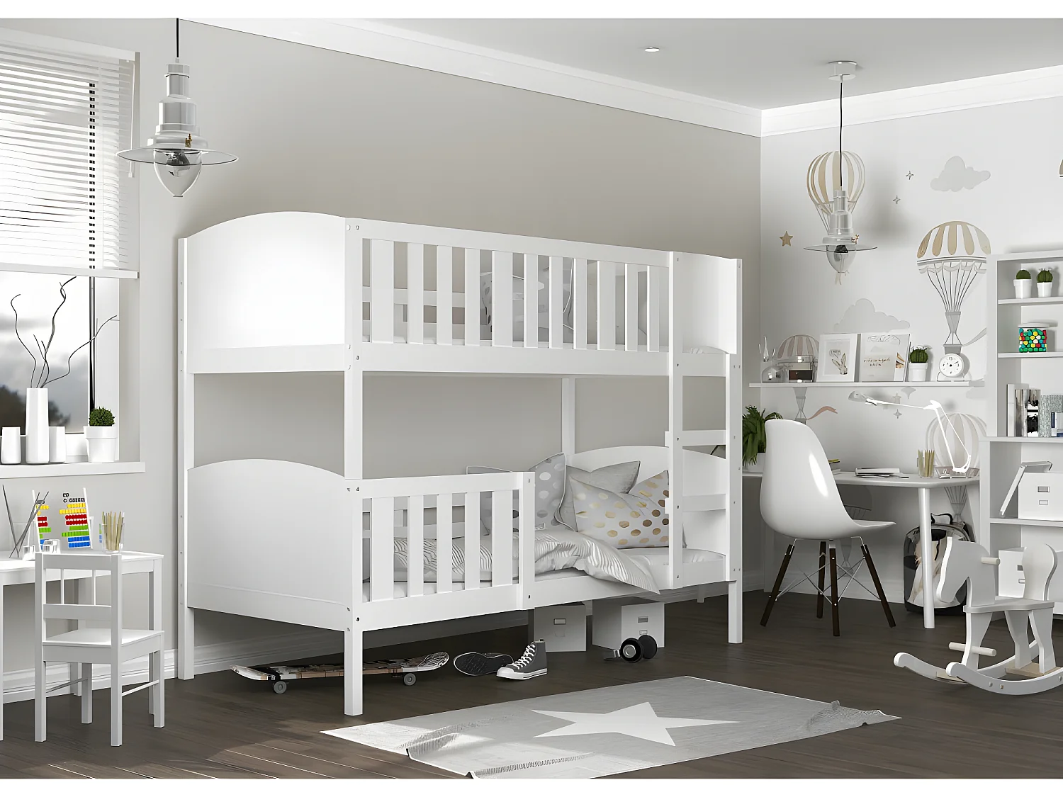 Lit Superposé Tom 90x190 Blanc - blanc Livré avec sommiers