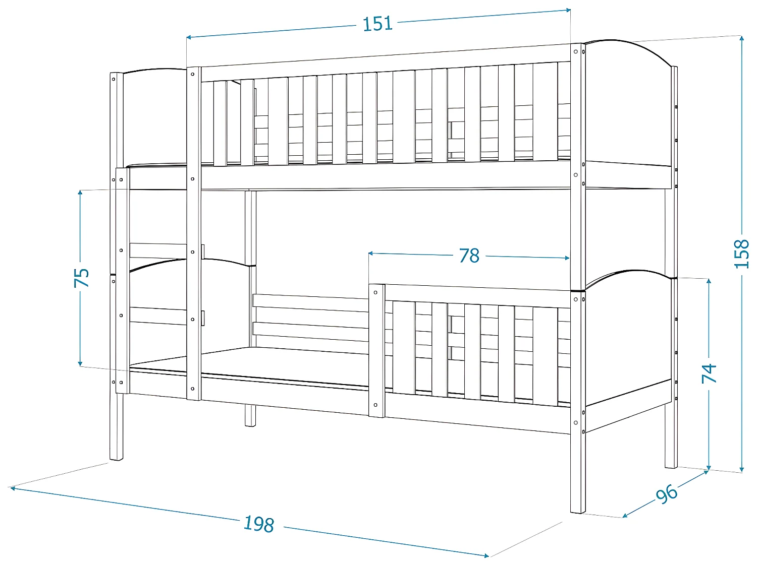 Lit Superposé Tom 90x190 Blanc - blanc Livré avec sommiers