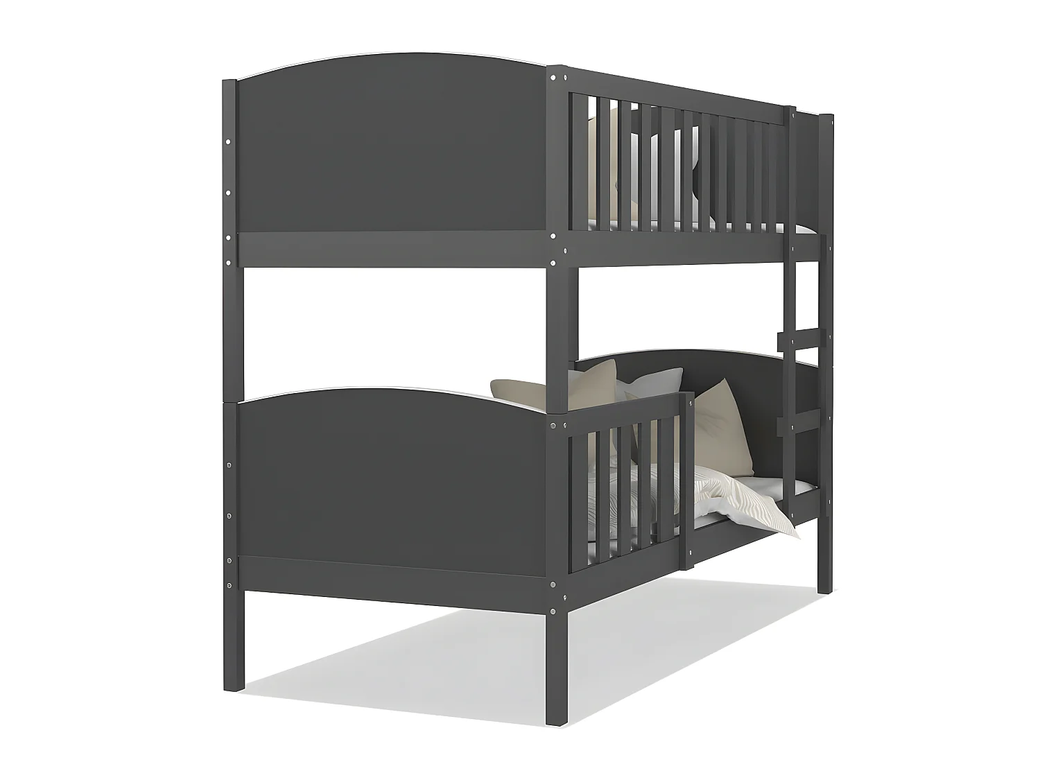 Lit Superposé Tom 90x190 Gris - gris Livré avec sommiers