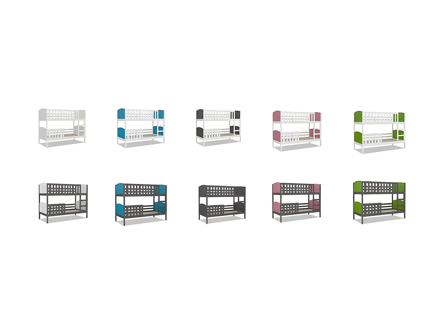 Lit Superposé Tom 90x190 Gris - gris Livré avec sommiers