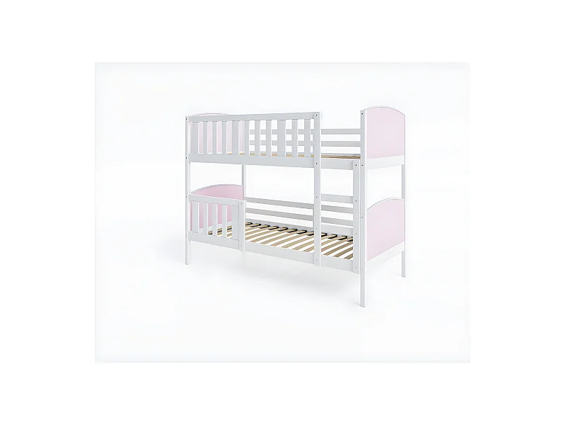 Lit Superposé Tom 90x190 Blanc - rose Livré avec sommiers