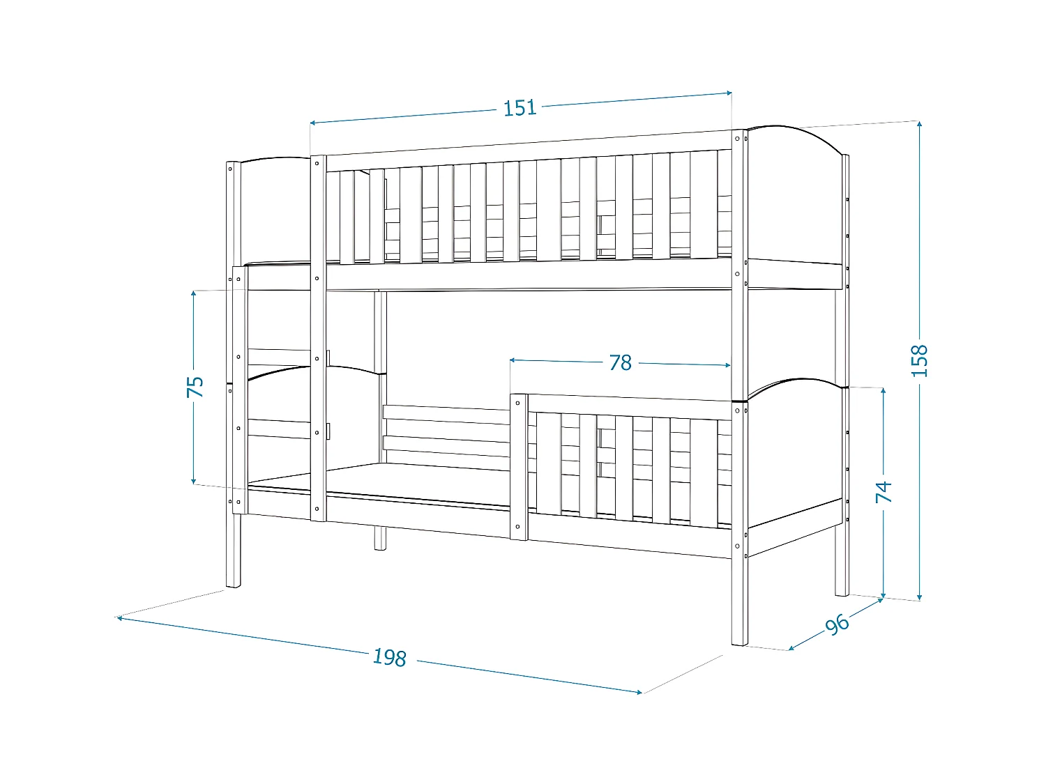 Lit Superposé Tom 90x190 Blanc - rose Livré avec sommiers