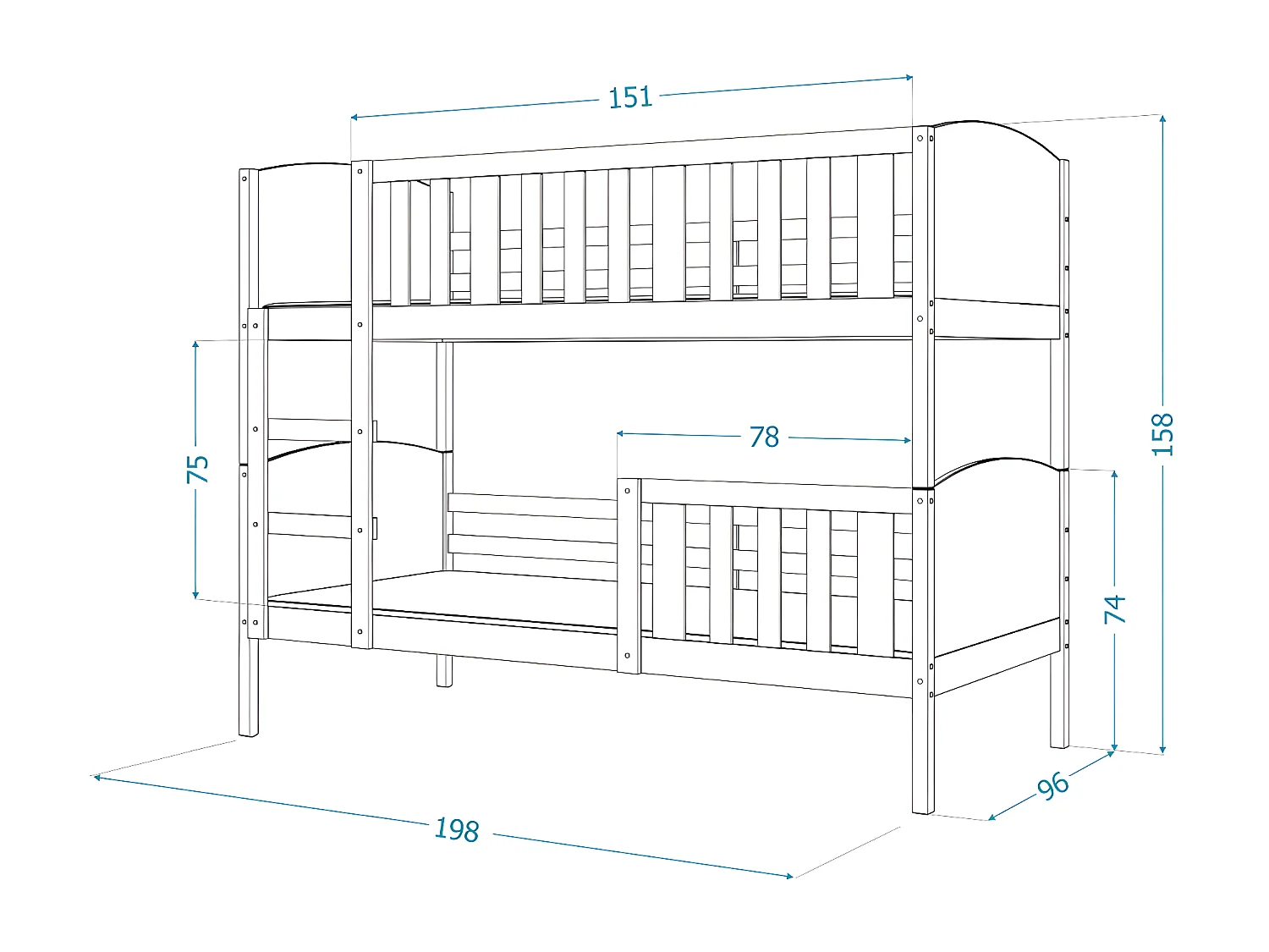 Lit Superposé Tom 90x190 Blanc - rose Livré avec sommiers