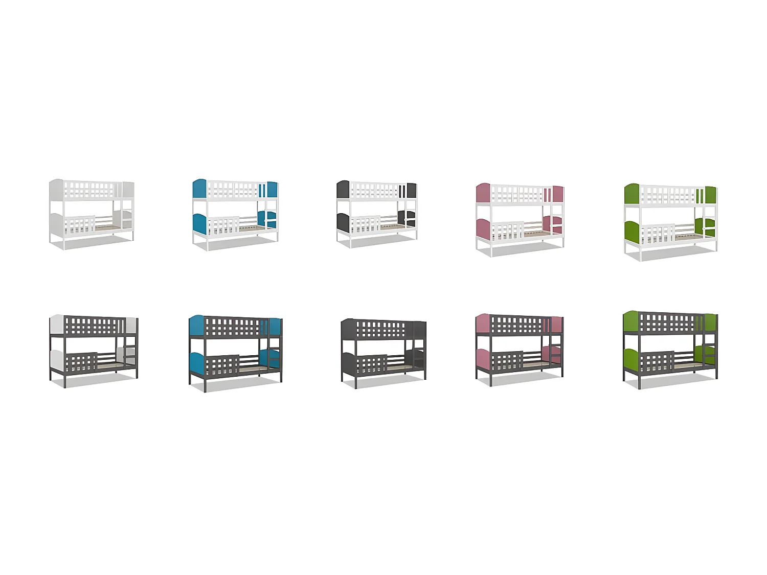 Lit Superposé Tom 90x190 Blanc - rose Livré avec sommiers