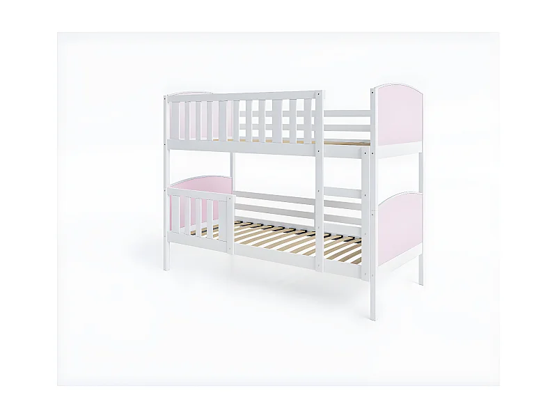 Lit Superposé Tom 90x190 Blanc - rose Livré avec sommiers