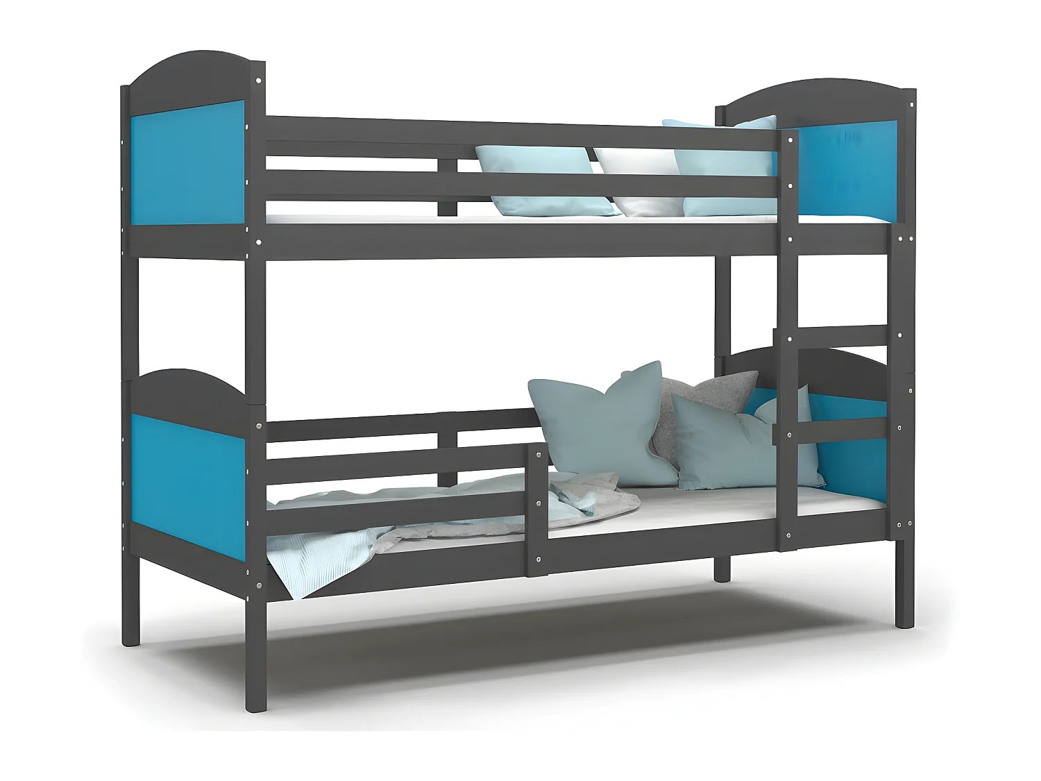 Lit Superposé Mati 90x190 Gris - bleu Livré avec sommiers