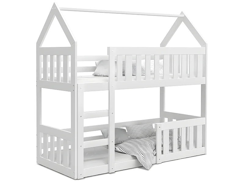 Lit Superposé Cabane Mini 90x190 Blanc - blanc Livré avec sommiers