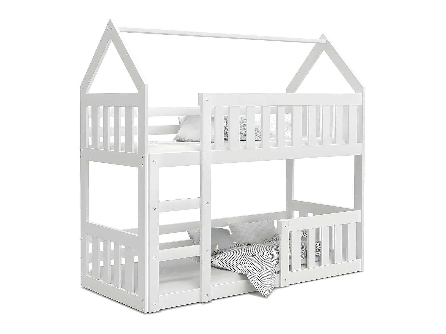 Lit Superposé Cabane Mini 90x190 Blanc - blanc Livré avec sommiers