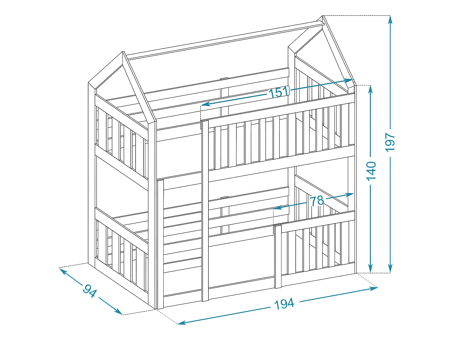 Lit Superposé Cabane Mini 90x190 Blanc - blanc Livré avec sommiers