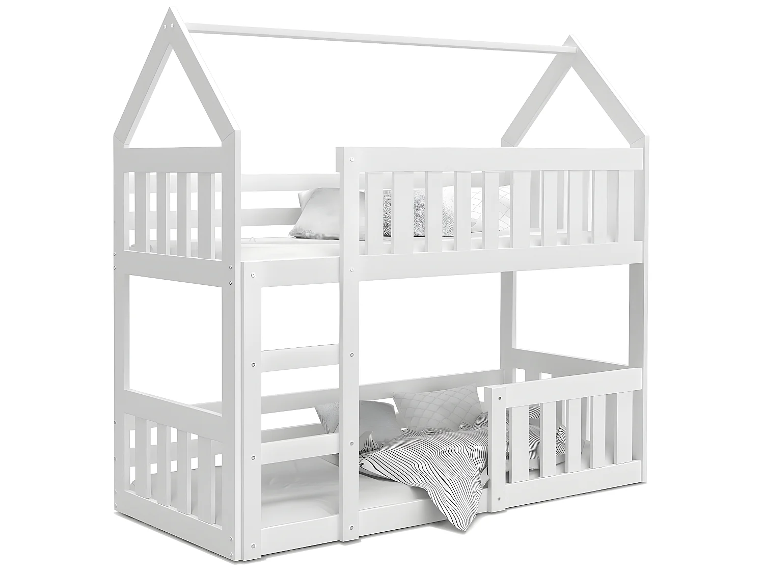 Lit Superposé Cabane Mini 90x190 Blanc - blanc Livré avec sommiers