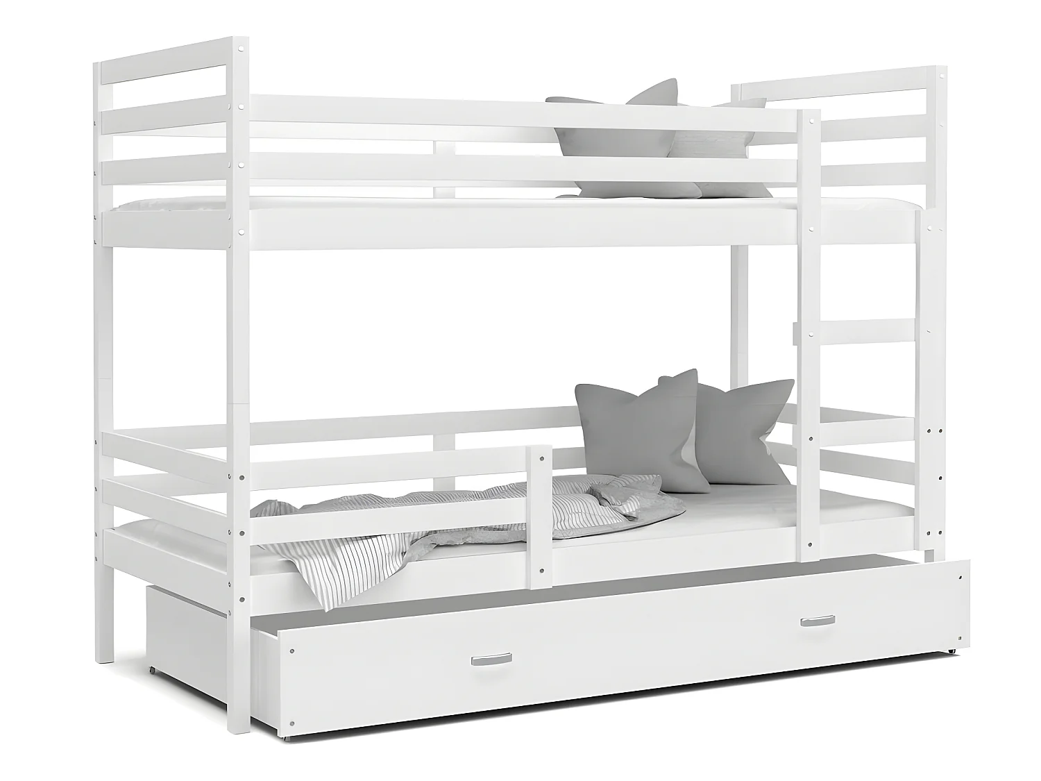 Lit Superposé Malo 90x190 ( Sans Matelas ) Blanc - blanc Livré avec le sommiers et tiroir.