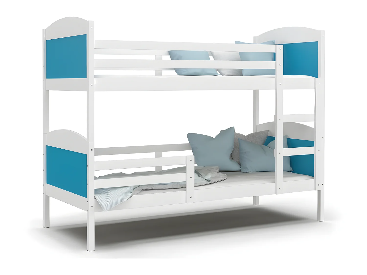 Lit Superposé Mati 90x190 Blanc - bleu Livré avec sommiers