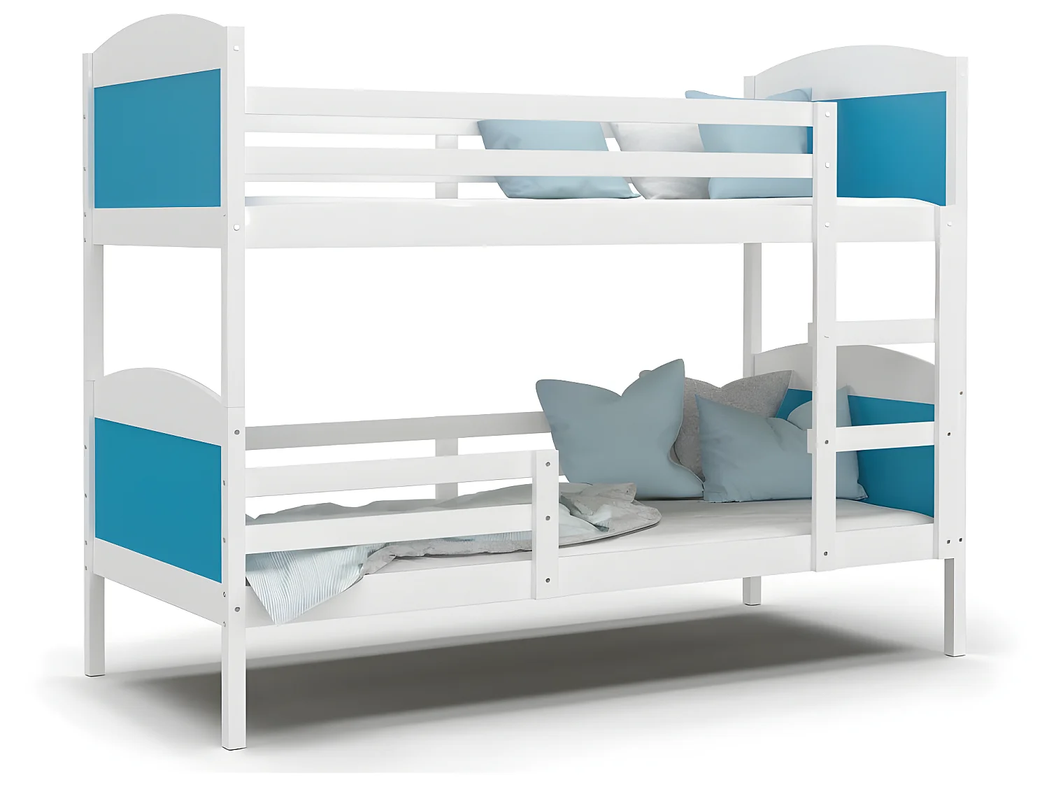 Lit Superposé Mati 90x190 Blanc - bleu Livré avec sommiers