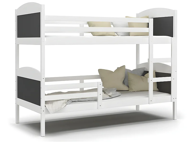 Lit Superposé Mati 90x190 Blanc - gris Livré avec sommiers