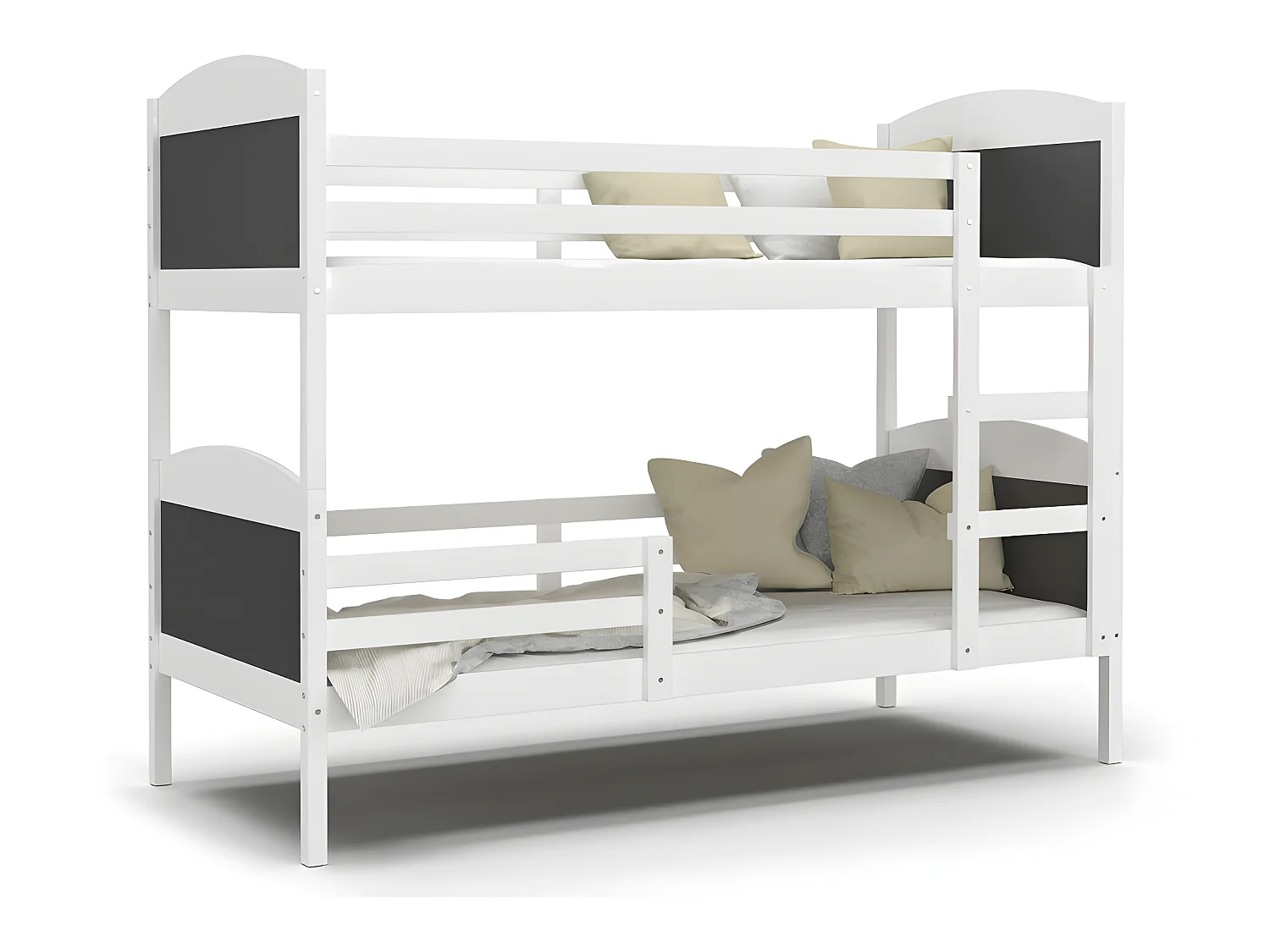 Lit Superposé Mati 90x190 Blanc - gris Livré avec sommiers